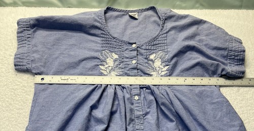 VTG LA Javabe Embroidered Dress House Kaftan Blue 3XL Cottagecore Granny Core - Picture 5 of 9
