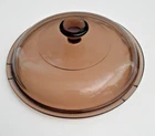 Pyrex Corning Ware Visions  V-1.5-C Round Lid Brown  Glass Replacement Lid 6.75”