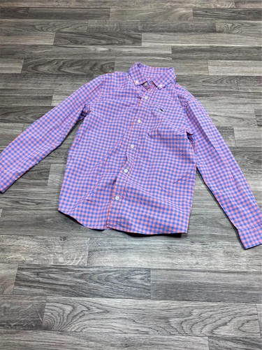 VINEYARD VINES Performance Pink/Blue Check Button Down Shirt Boy's Size 7 - Picture 2 of 8