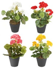 Best Artificial 24cm Geranium Flower Plug Bedding Plant Bunch - Pot NOT Included