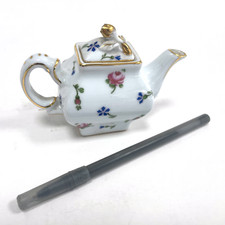 Miniature Nantucket Porcelain Teapot Floral Gold Trim Dollhouse Decor China