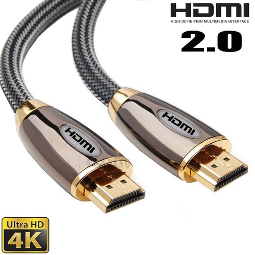 2m CABLE HDMI PREMIUM 4K 2.0 ALTA VELOCIDAD CHAPADO EN ORO PLOMO TRENZADO 2160P 3D HDTV - Imagen 1 de 12