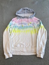 PJ Salvage Pajama Shirt Women's Small White Tie Dye Hoodie Smiley Pullover