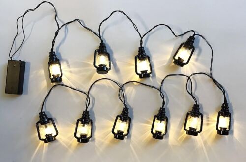BANBERRY DESIGNS Black Lantern String Lights - 10 LED Lighted 3" Lanterns - 2PK - Picture 6 of 6
