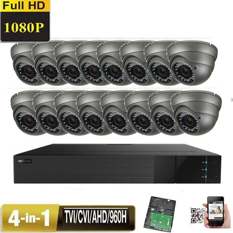 16CH HDTVI 1080P Support 4-in-1 HD Ture 2.6MP Varifocal Security Camera System