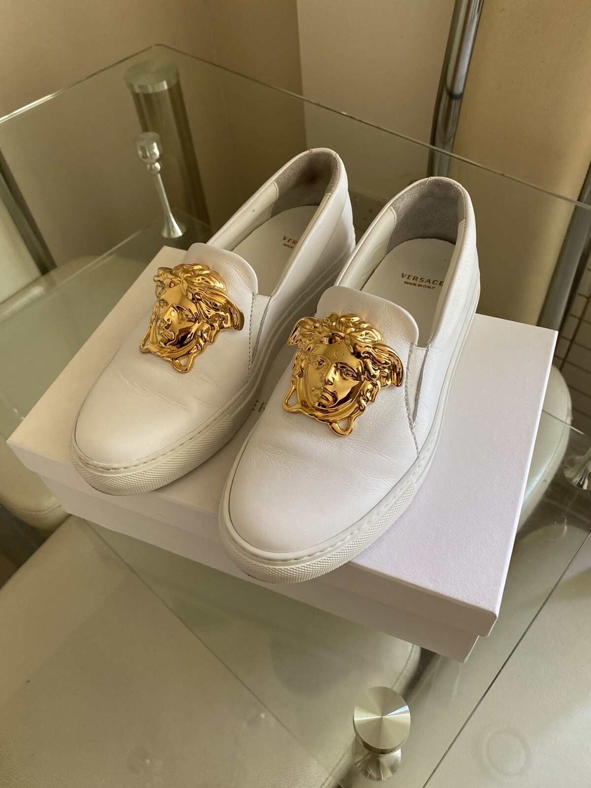 Versace medusa head slip on sneakers 