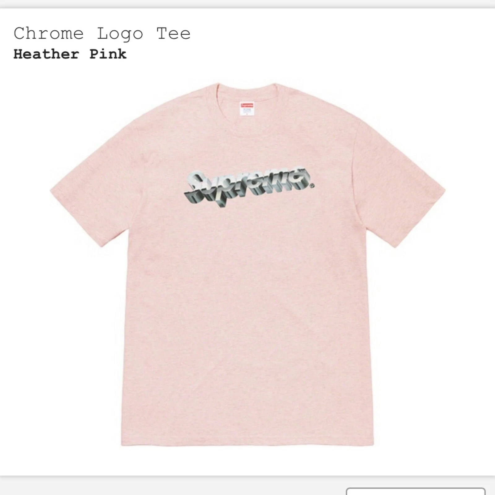 T shirt Supreme Chrome Logo   Large   Rose bruyère