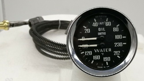 Austin Healey, MGA, MGB Smiths Dual Safety Temp Oil Gauge GD1301/19 - Foto 3 di 6