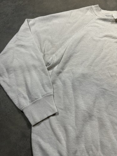 True Vintage 60s Tultex Men’s Sz Large White Mens Sweatshirt Crewneck - Picture 4 of 6