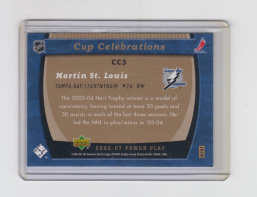 06/07 UD Power Play Tampa Bay Lightning Martin St. Louis Cup Celebrations #CC5 - Picture 2 of 2
