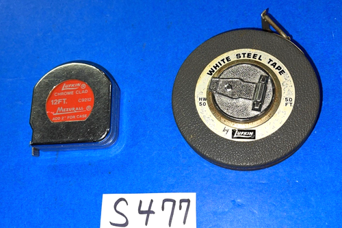LUFKIN VINTAGE 2 WHITE TAPE STEEL 50FT, CHROME CLAD 12FT MEASURING TAPES - Picture 7 of 12