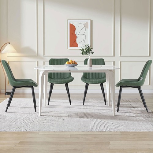 2x PU Dining Chairs Kitchen Living Room Accent Chair Armless Upholstered Metal - Picture 27 of 45