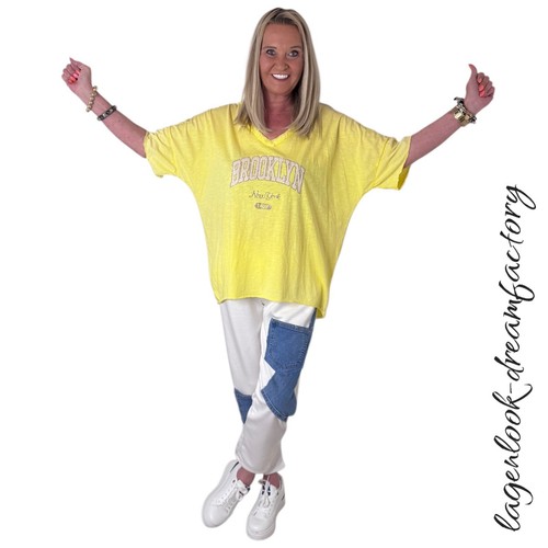 Layered Look Long Tunic Vintage Shirt Sun Yellow Print 42 44 46 48 M-L-XL-XXL - Picture 3 of 5