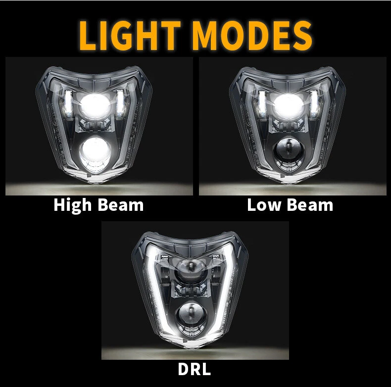 Faro LED + Máscara de carenado para KTM 250 300 350 450 500 690 IP67 haz alto/bajo DRL Foto 4 de 4