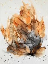 Alcohol ink Art "Dancing  fire" 11 x 14 on alcohol ink paper