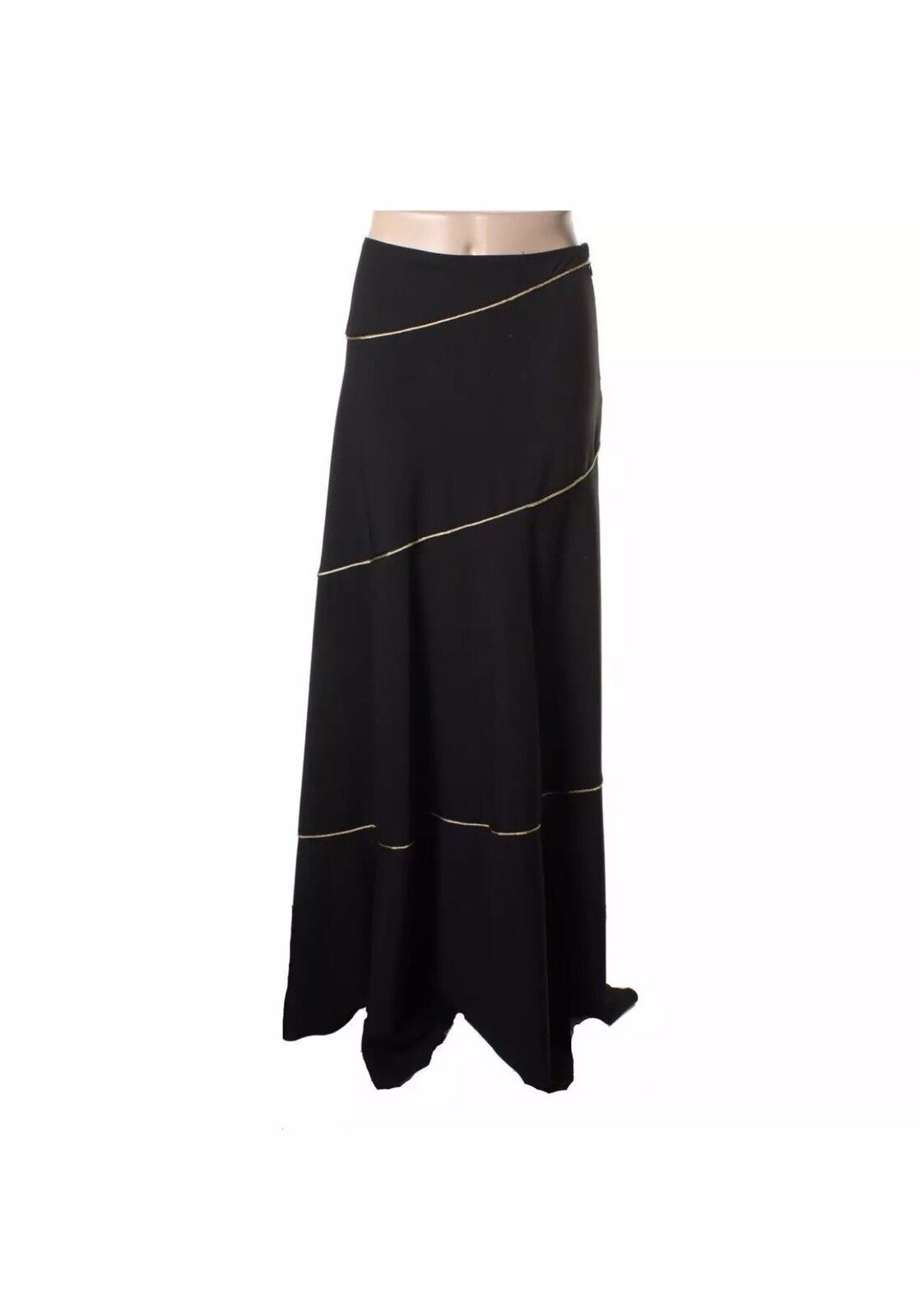 Nouveau CATHERINE MALANDRINO schwarz métallisé Piping Maxi longue jupe 4 Ret. 625 Nouveau CATHERINE MALANDRINO schwarz métallisé Piping Maxi longue jupe 4 Ret. 625