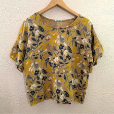 Elena Baldi 100 Linen Popover floral blouse Women's Size Small