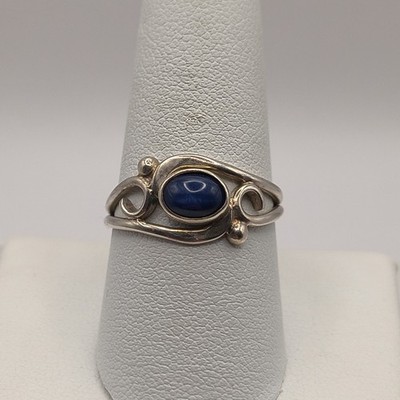 Modern Sterling Silver 925 Linde Star Sapphire With Filigree Ring Size 9, 2.9 G
