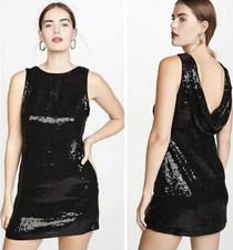 Alice + Olivia Black Sequin Cowl Neck Mini Dress Size 8