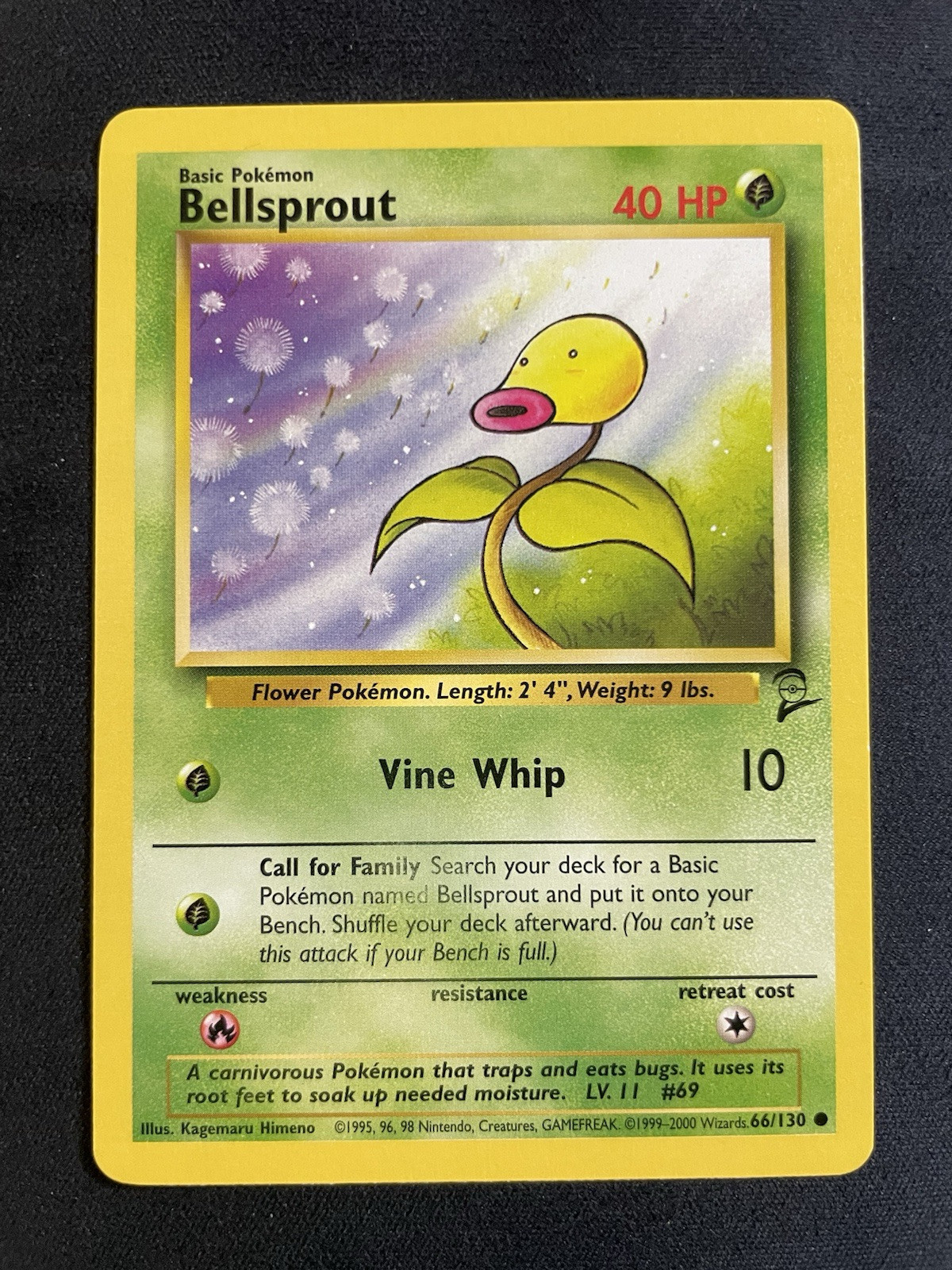 Bellsprout 66/130 Pokemon Base Set 2 Unlimited Vintage LP
