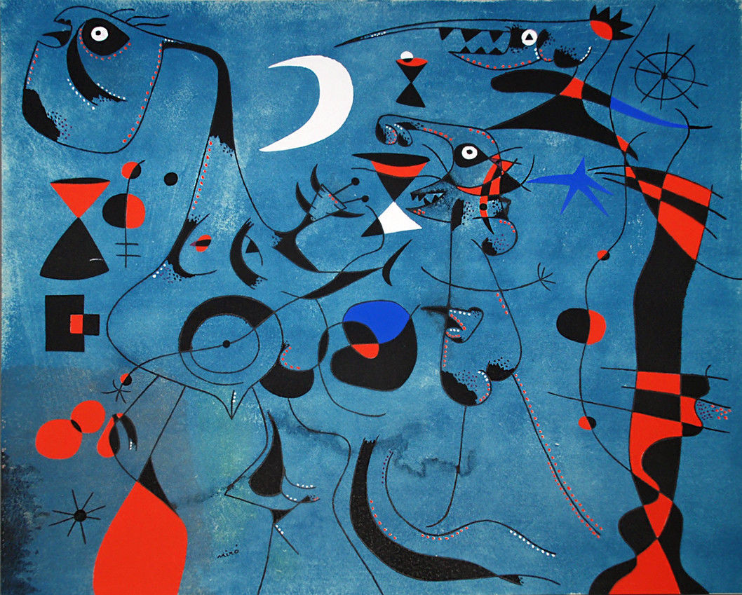 JOAN MIRO CHARACTERS IN THE NIGHT SURREALISM ART GICLEE PRINT FINE