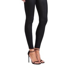 Agolde coated elastic waist pull on jean legging made in USA 25 black noir $298