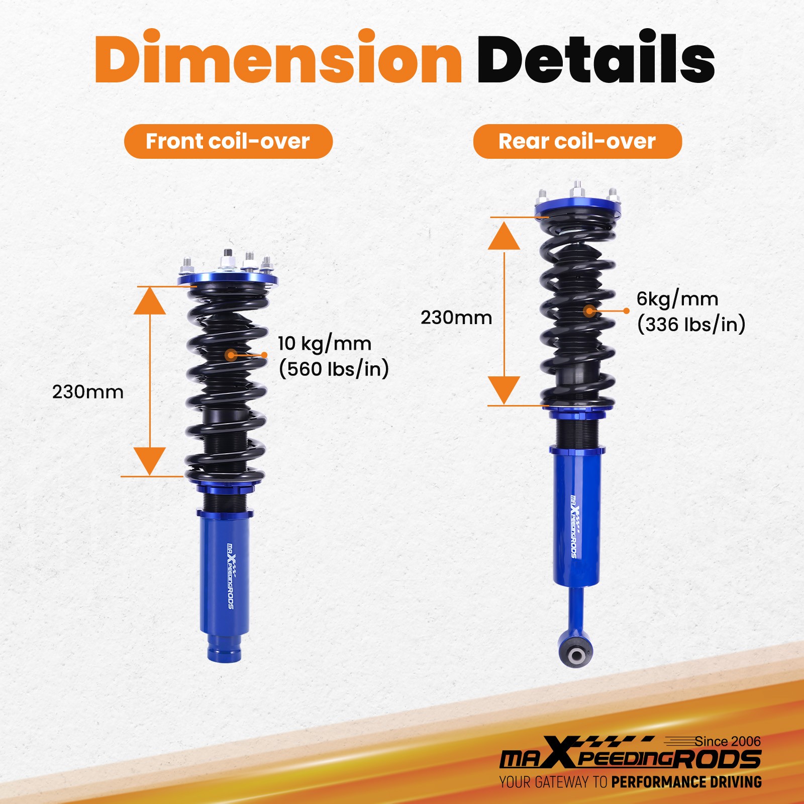 MaXpeedingrods 조절식 코일오버 서스펜션 키트 (혼다 어코드 98-02용) 4