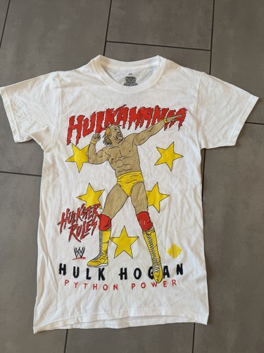 WWE Hulk Hogan Hulkamania Python Power πͺπ»πΊπΈ Graphic T-Shirt White Size XS