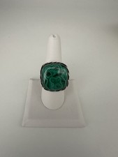 Silver RING 950 Peruvian Handcrafted With natural green Stone