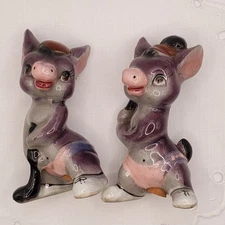 Donkey Figurines Golfing Ceramic Porcelain Hand Painted Made Japan Artmark S&P -