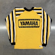 Vtg 1970s Yamaha Motocross Jersey Mesh Racing Shirt Yellow Black Stripe USA Sz S