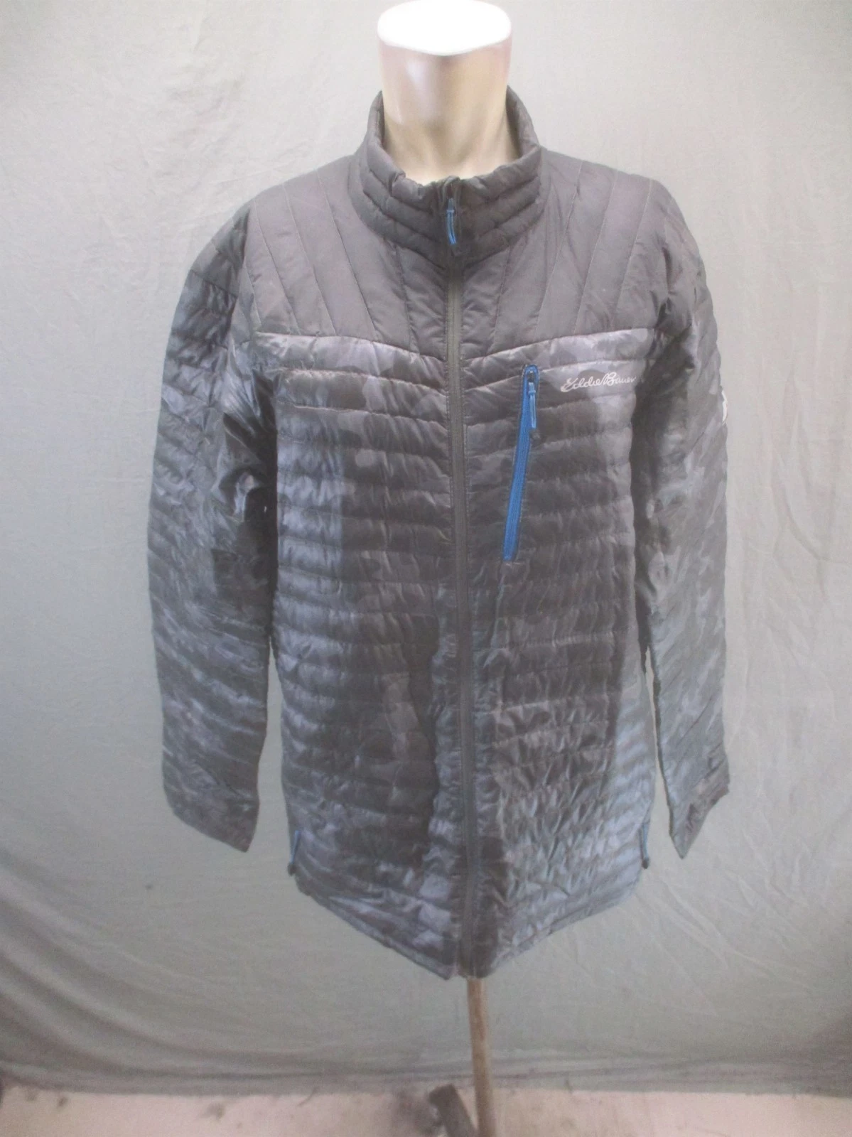 Eddie Bauer Size L Mens Goose Storm Down 80 Collared Full Zip Quilted Jacket 664