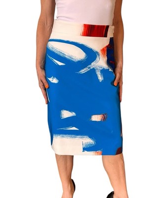 WOMEN'S MILLY NEW YORK  SKIRT MULTI COLOR  LOU LOU  ABSTRACT PENCIL STRAIGHT  4
