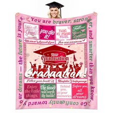 Pink Class of 2026 Graduation Throw Blanket 50x60 Inch Women Men Gift Decor