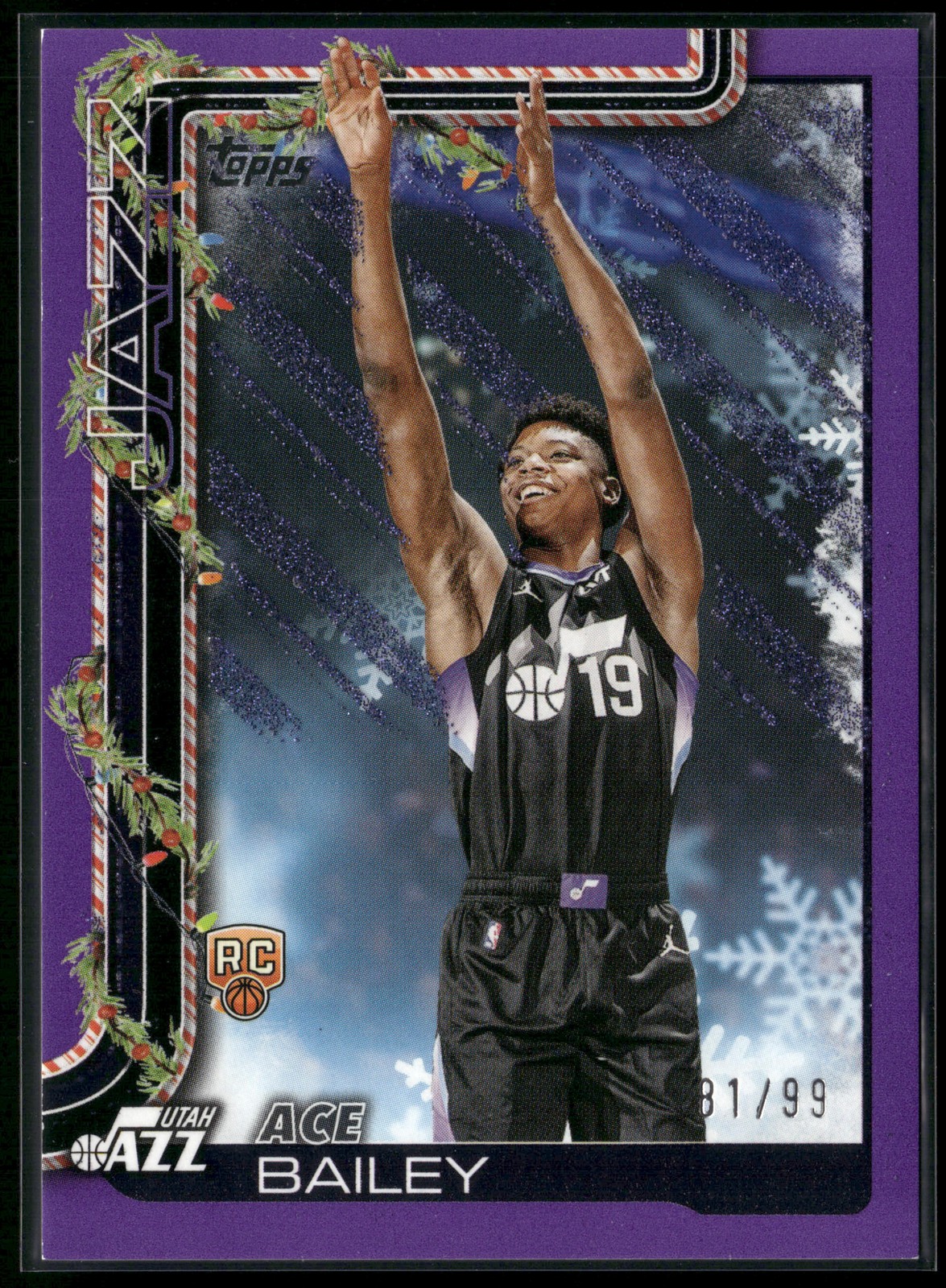 2025-26 Topps Holiday #H165 Ace Bailey Purple Metallic Glitter Holiday #/99