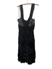 Liz Jordan Black Sequinn,Pleated,Evening/ Cocktail Dress Size 10 AUS/8UK/6USA