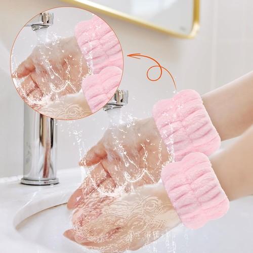2pcs Wrist Bands for Washing Face Wash Wristbands 2 Count (Pack of 1), pink - Picture 3 of 7