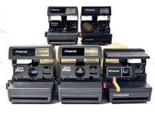 Polaroid 600 Cameras, Lot Of 5 One Step 3 , One Step CloseUp, Sun 660, UNTESTED