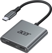 Acer SD 4.0 Card Reader, UHS-II Micro Reader USB C, Dual Slot Type C Grey