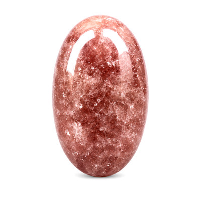 Premium Strawberry Quartz Palm Stone 61x35mm Natural Healing Crystal 63g