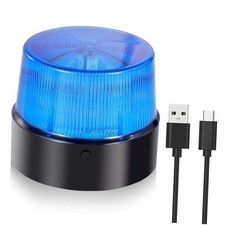 LE228 Mini   LED USB Rechargeable Strobe Beacon  Selectable Rotation  Blue