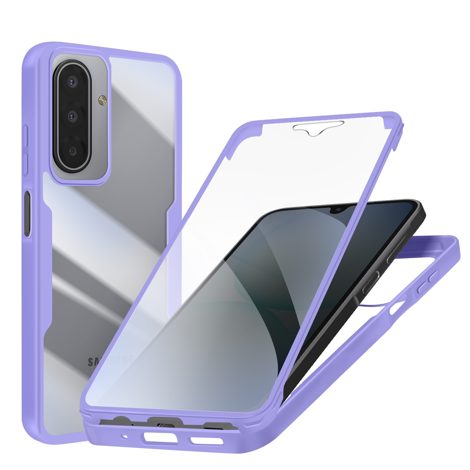 Coque tactile Galaxy A17 antichoc 360 degrés en silicone violet clair