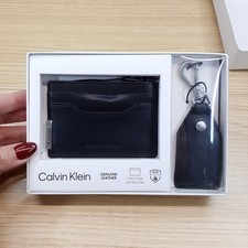 CALVIN KLEIN Mens Wallet Black Leather Card C...