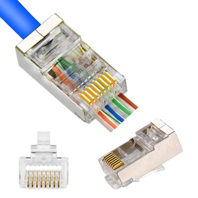 RJ45 CAT6 Connector End Pass Through Ethernet 8P8C Modular Plug for Ethernat ...