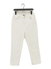 Mint Velvet Women's Jeans UK 14 White Cotton with Elastane Mom
