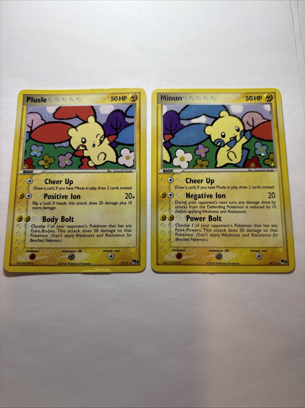 Pokémon TCG Plusle and Minum Pop Series 3 4/17 and 5/17 Holo 2006