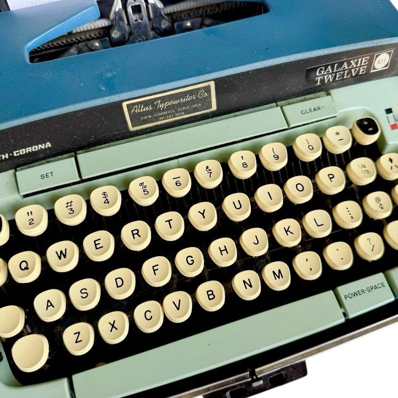 Máquina de escribir retro vintage años 60 SMITH-CORONA GALAXY 12 turquesa Foto 3 de 4