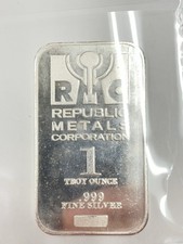 1 Troy Ounce .999 Fine Silver Bar - RMC 76.00 per troy oz