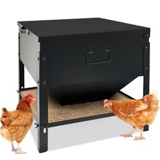 Metal Chicken Feeder No Waste, Large Capacity Poultry Feeder, Adjustable Galv...