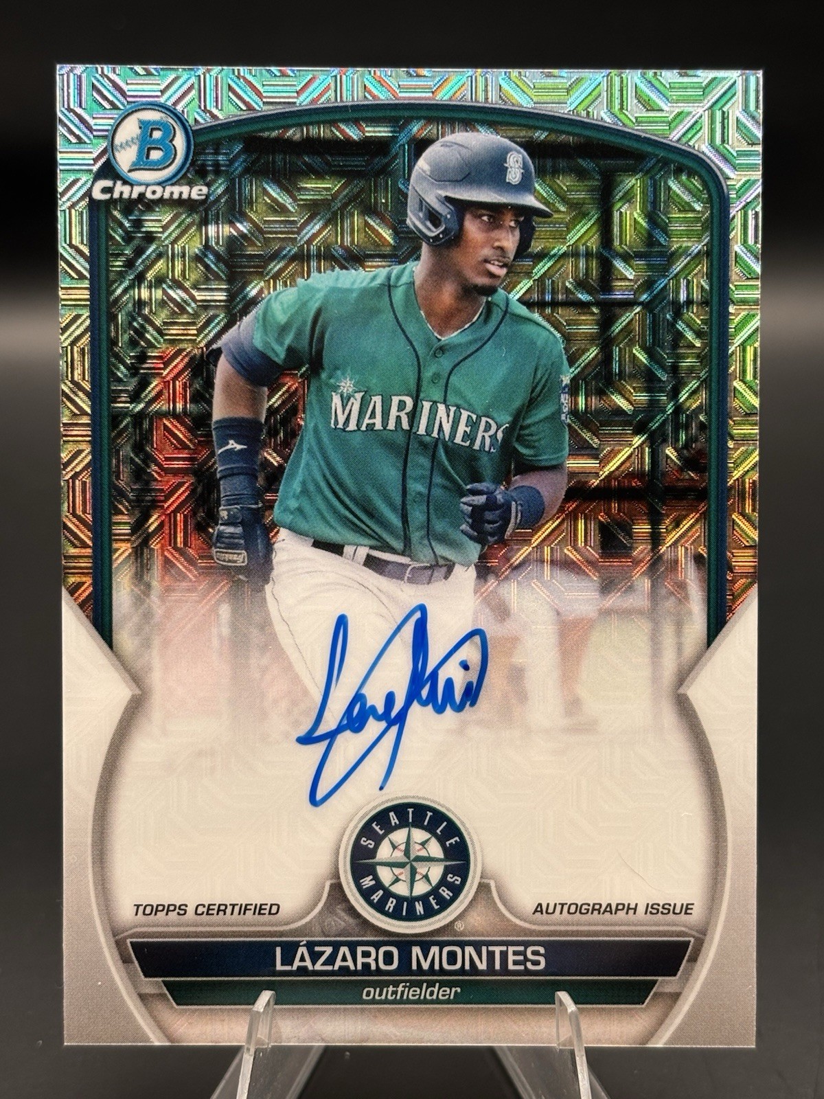 2023 Bowman Lazaro Montes Chrome Prospects Auto Mojo Refractor #BMA-LM Mariners